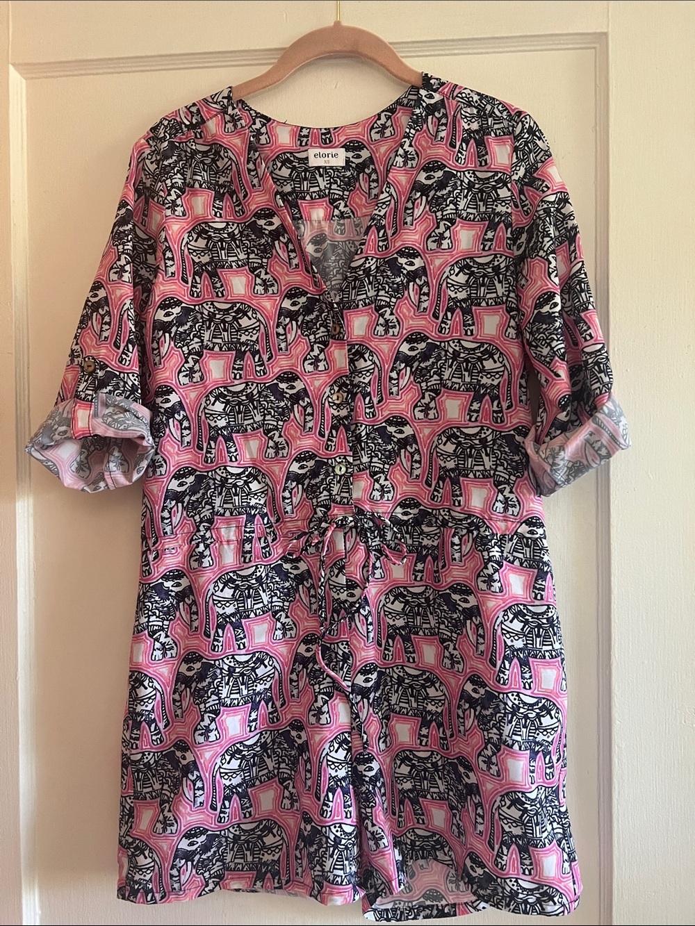 Pink Elephant Print Romper